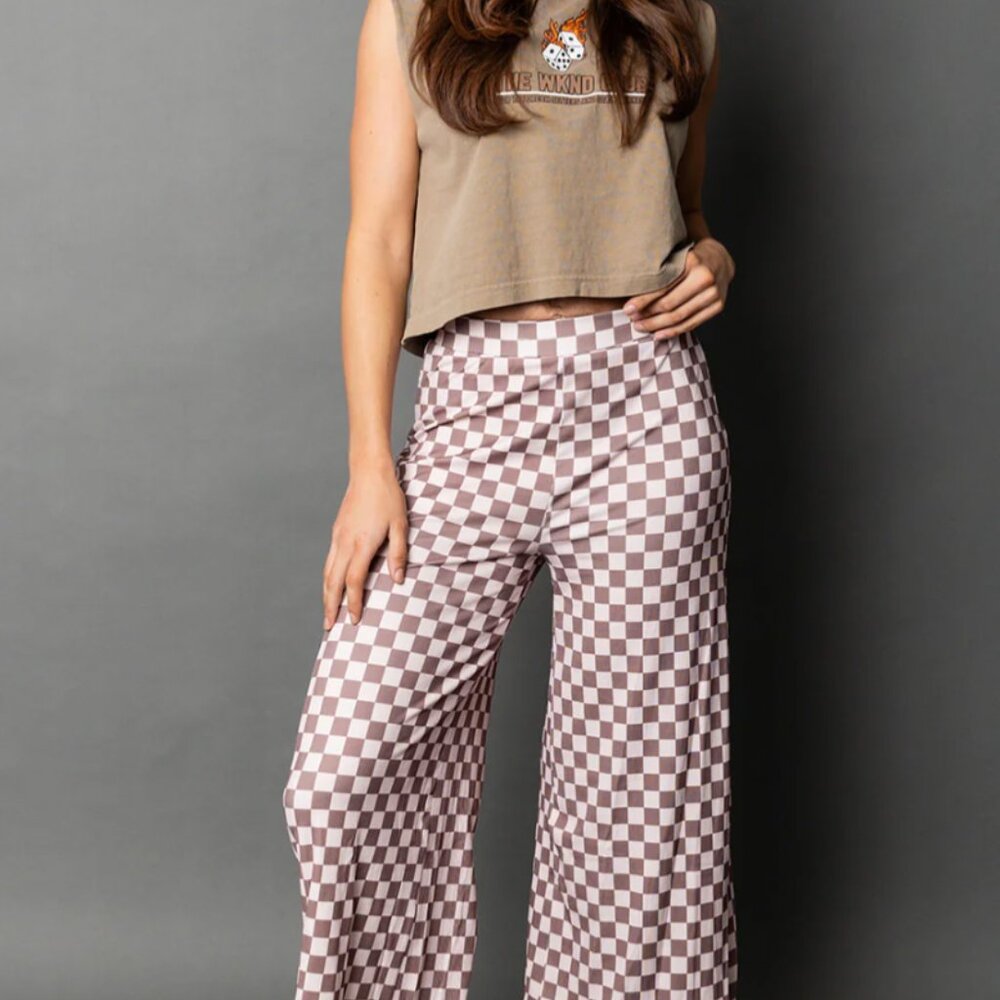 SOLD! WKND Chasers My Reputation Checkered Pants Latte 4xl